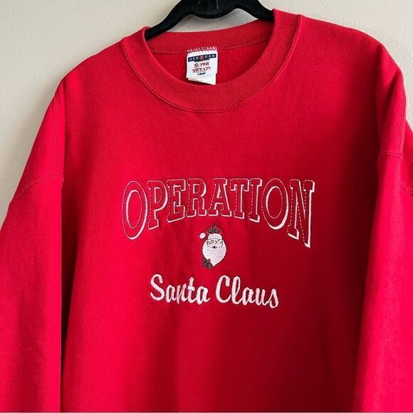 ✨ Jerzees Red Operation Santa Claus Embroidered Crewneck Sweatshirt XL - Picture 2 of 9